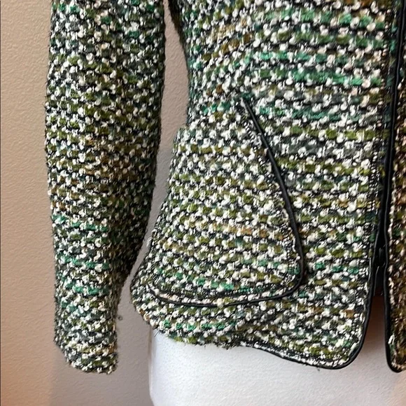 Lafayette 148 New York Green and Black Blazer Structured Tweed